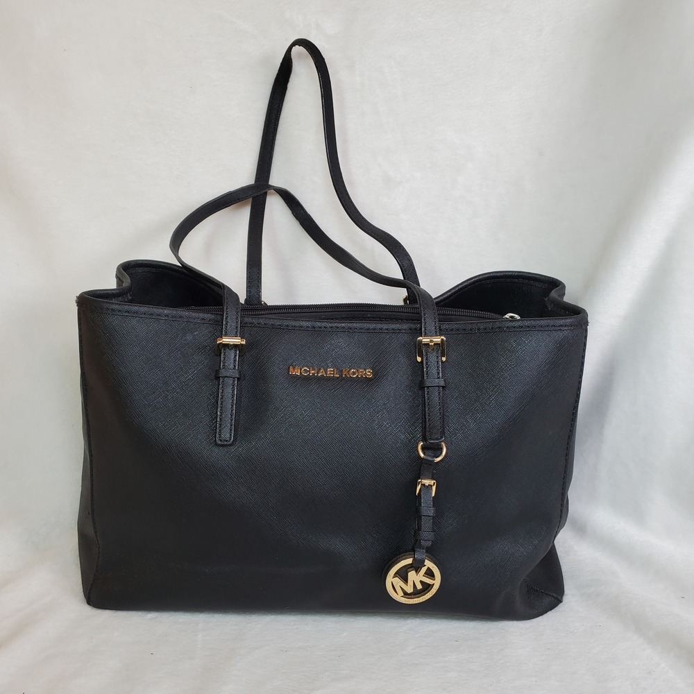 Michael Kors Black Saffiano Leather Tote with Gold Hardware
